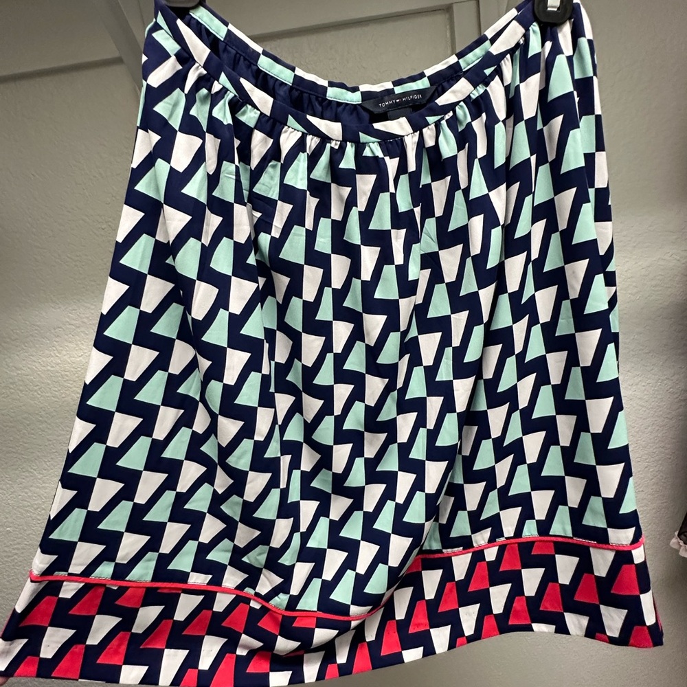 Tommy Hilfiger Geometric A-Line Skirt - Navy, White, Red, Teal